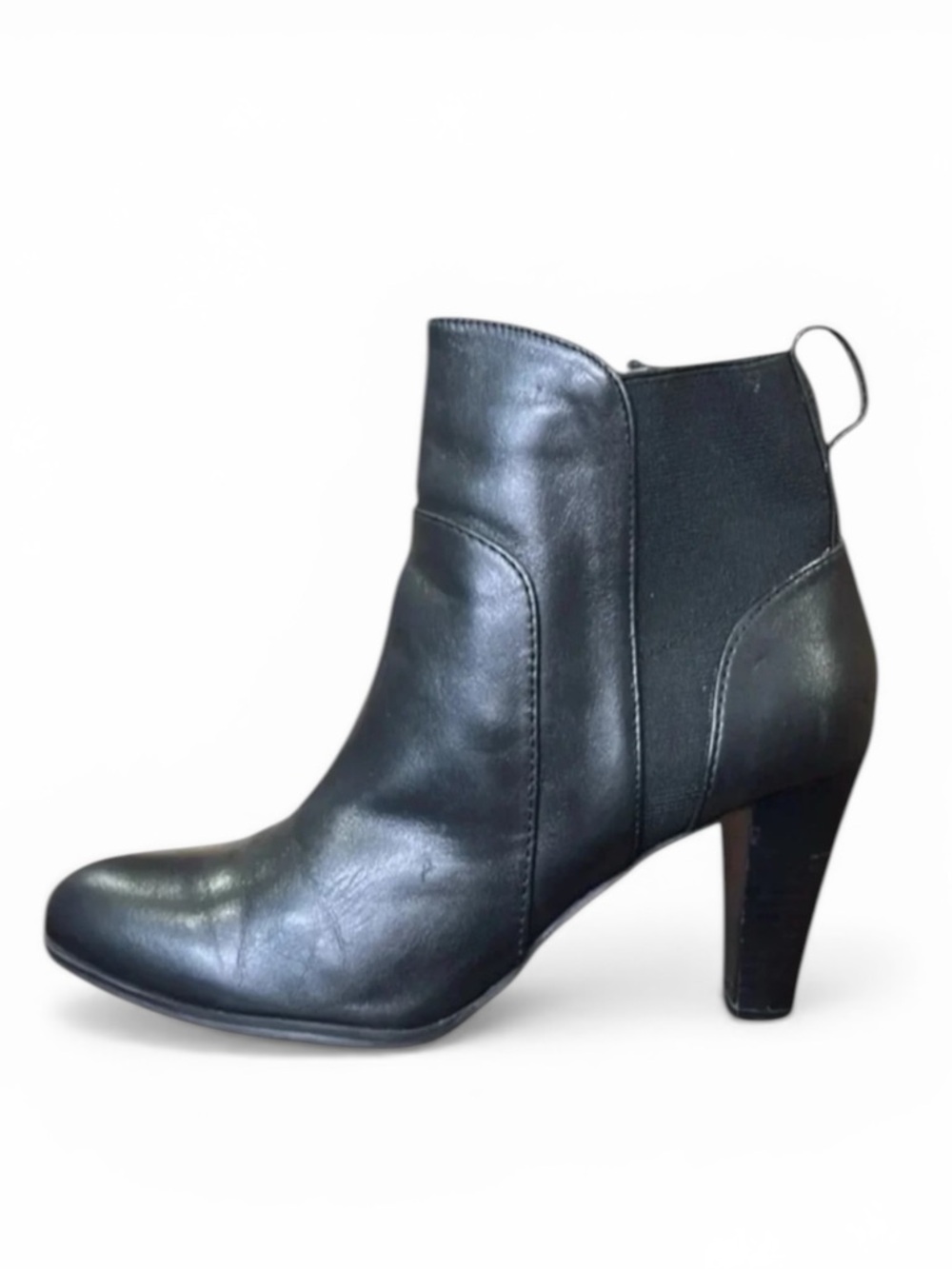 Adrienne Vittadini Womens Ratti Leather Block Heel Ankle Dress Boots Black 7.5